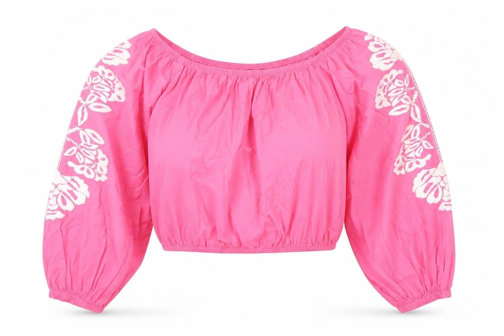 Marks and Spencer Womens Pink 100% Cotton Basic Blouse Size 14 Off the Shoulder