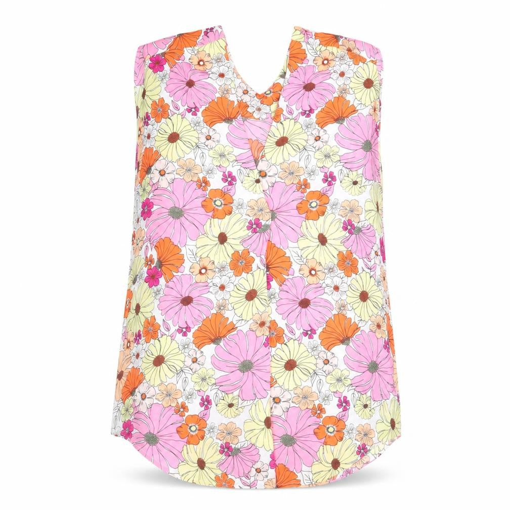 Marks and Spencer Womens Multicoloured Floral Polyester Basic Tank Size 8 V-Neck