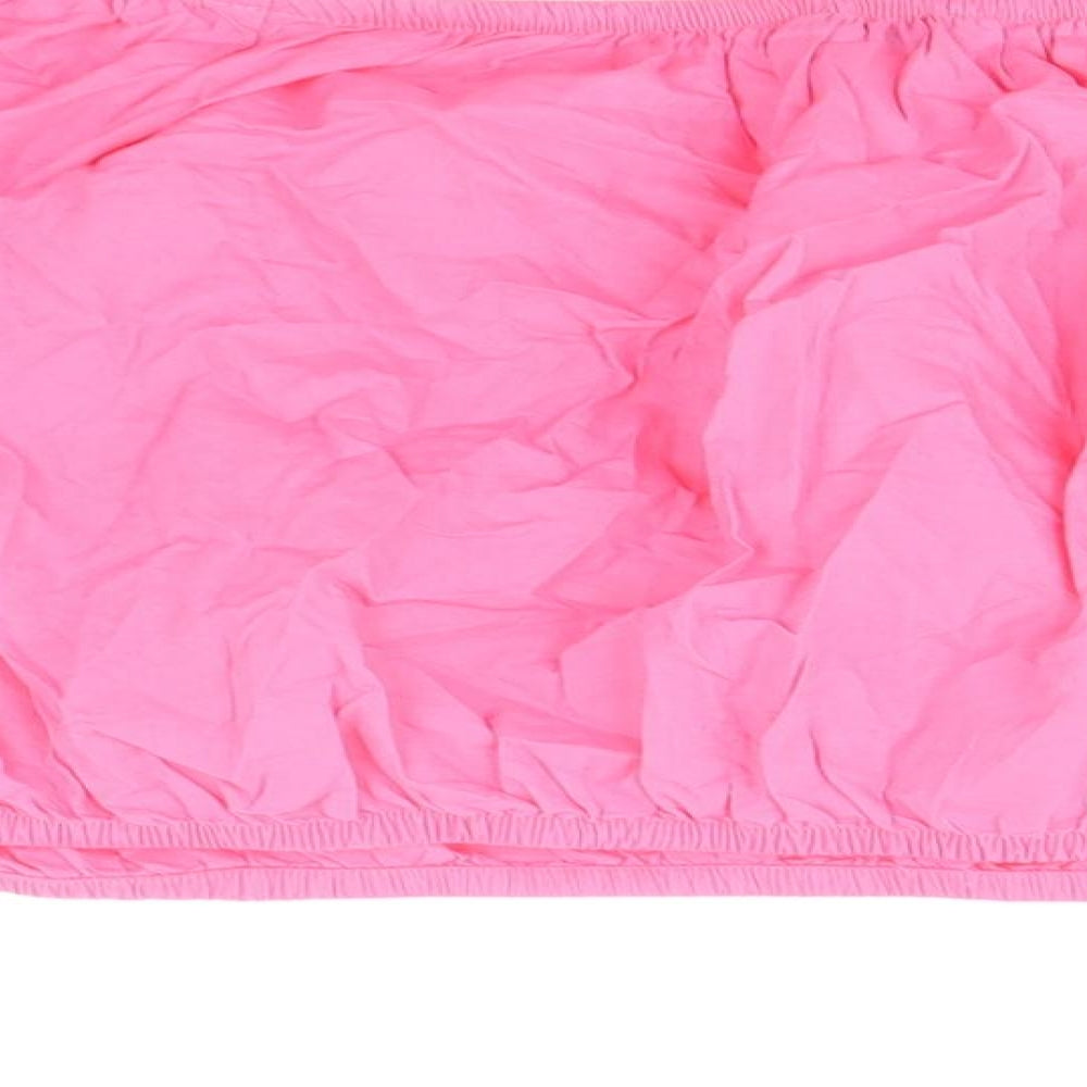 Marks and Spencer Womens Pink 100% Cotton Cropped Blouse Size 18 Boat Neck - Flower Detail