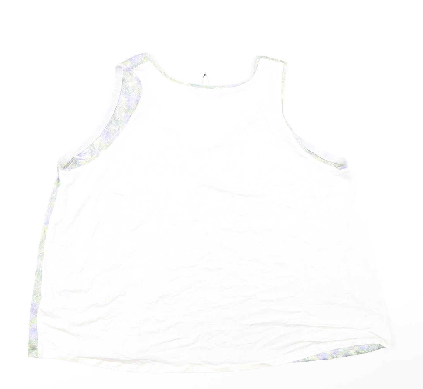 Marks and Spencer Womens White Geometric Polyester Basic Tank Size 22 Round Neck