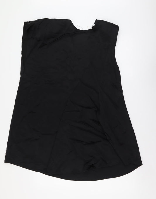 Zara Womens Black Polyester Shift Size XS Round Neck Zip