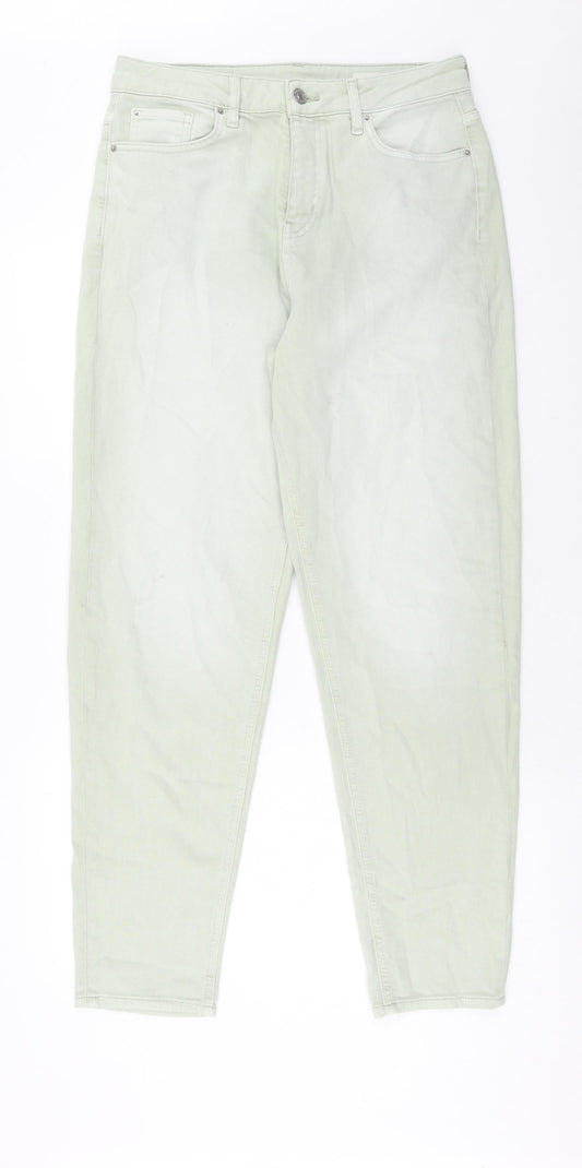 Marks and Spencer Womens Green Cotton Skinny Jeans Size 12 Regular Button