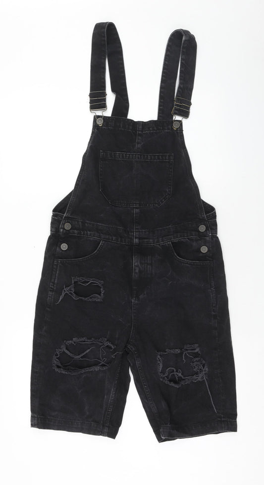 ASOS Womens Black Cotton Shorts One-Piece Size S Button