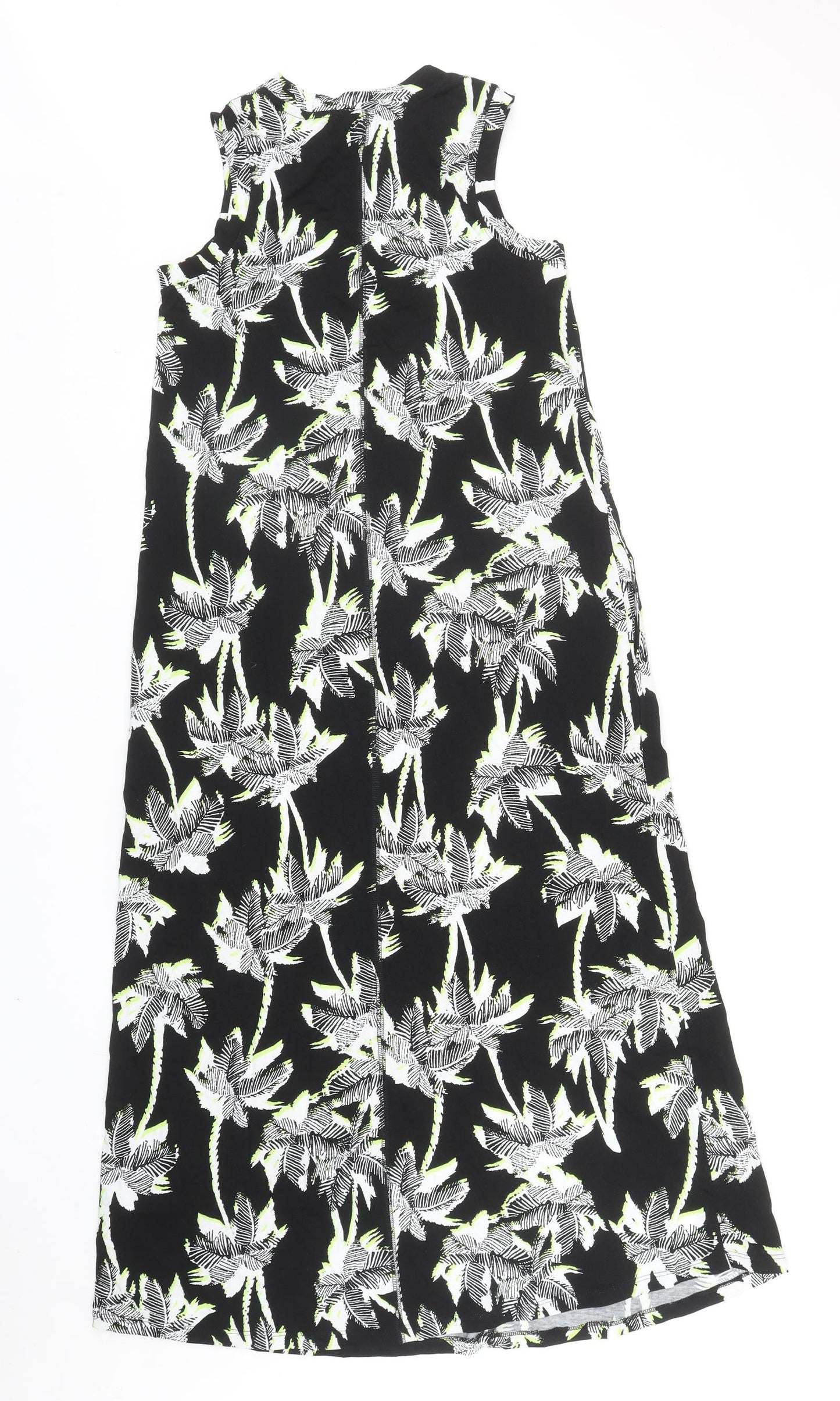 Marks and Spencer Womens Black Floral Cotton A-Line Size 8 Round Neck Pullover