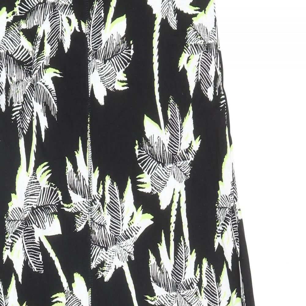Marks and Spencer Womens Black Floral Cotton A-Line Size 8 Round Neck Pullover