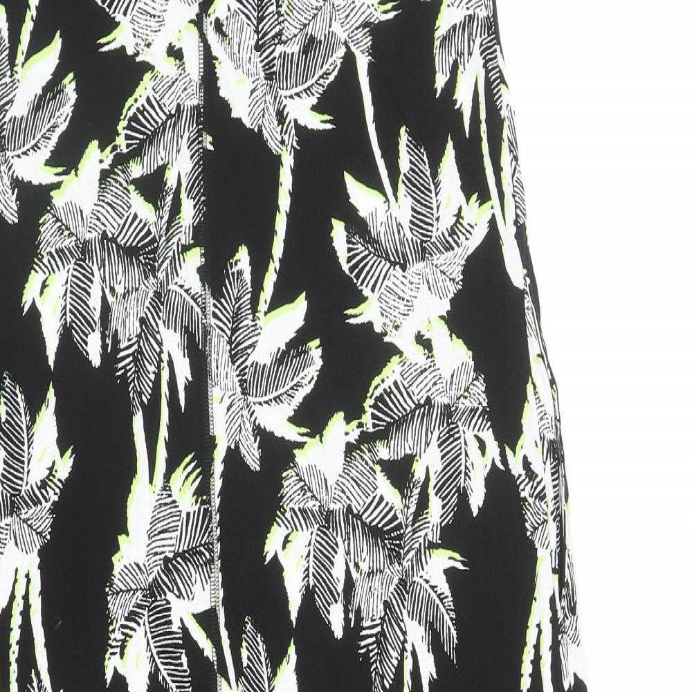 Marks and Spencer Womens Black Floral Cotton A-Line Size 8 Round Neck Pullover
