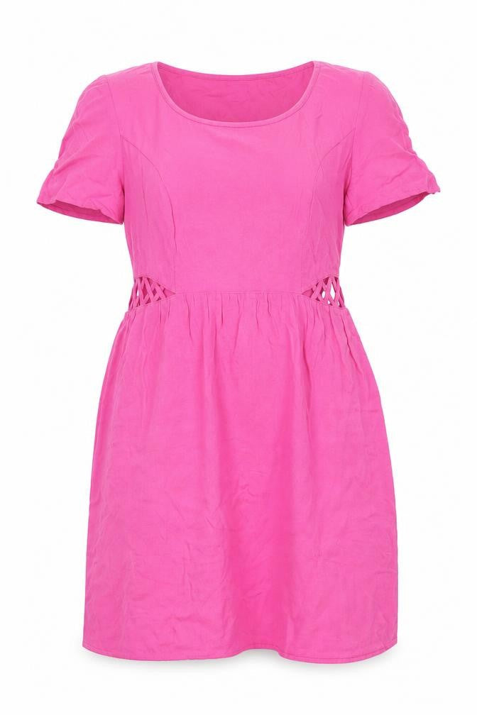 Warehouse Womens Pink Viscose T-Shirt Dress Size 10 Boat Neck Pullover