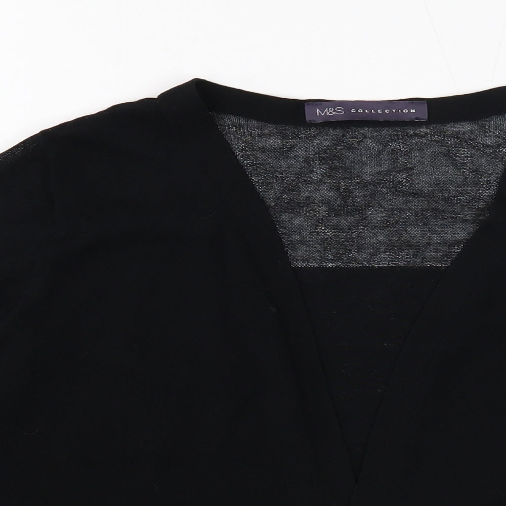 Marks and Spencer Womens Black Square Neck Viscose Cardigan Jumper Size 12