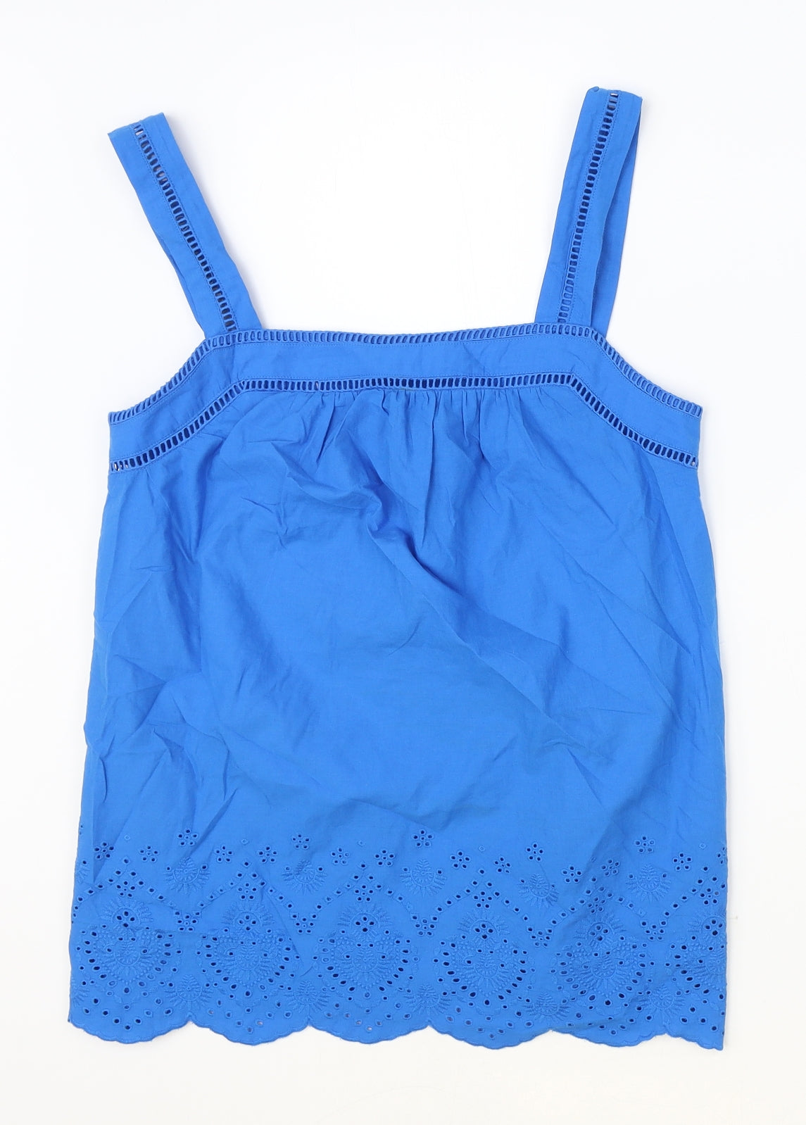 Marks and Spencer Womens Blue 100% Cotton Basic Tank Size 6 Square Neck