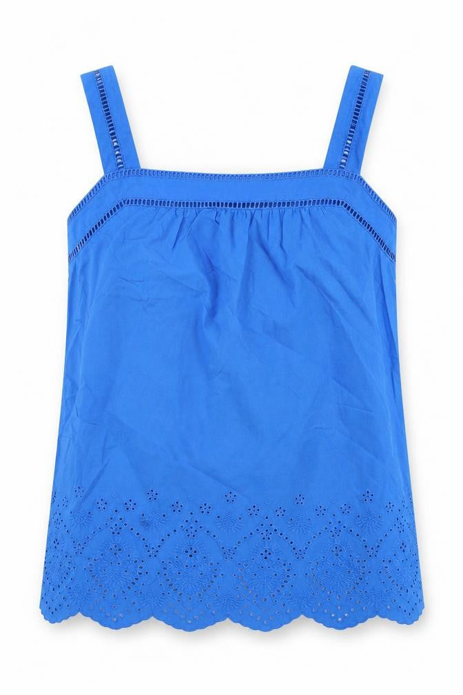 Marks and Spencer Womens Blue 100% Cotton Basic Tank Size 6 Square Neck