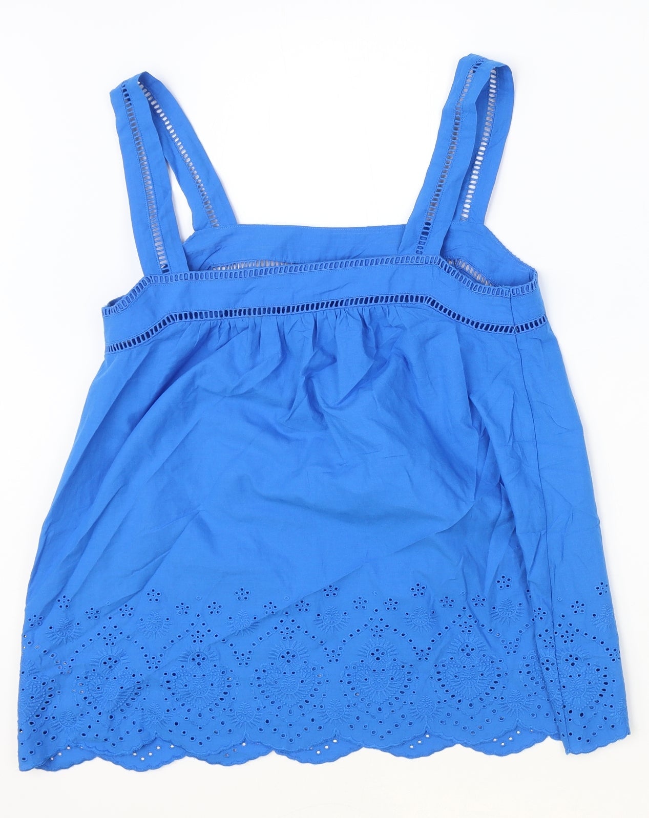 Marks and Spencer Womens Blue 100% Cotton Basic Tank Size 6 Square Neck