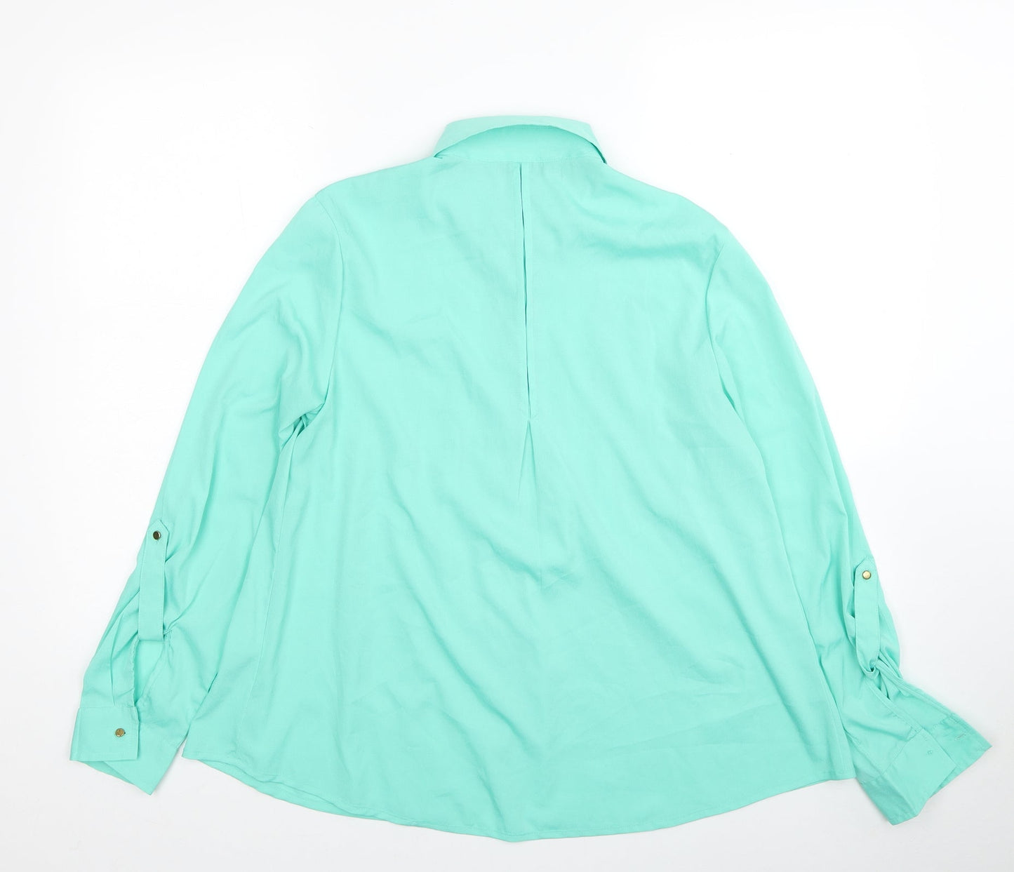 Yessica Womens Green Polyester Basic Button-Up Size 10 Collared