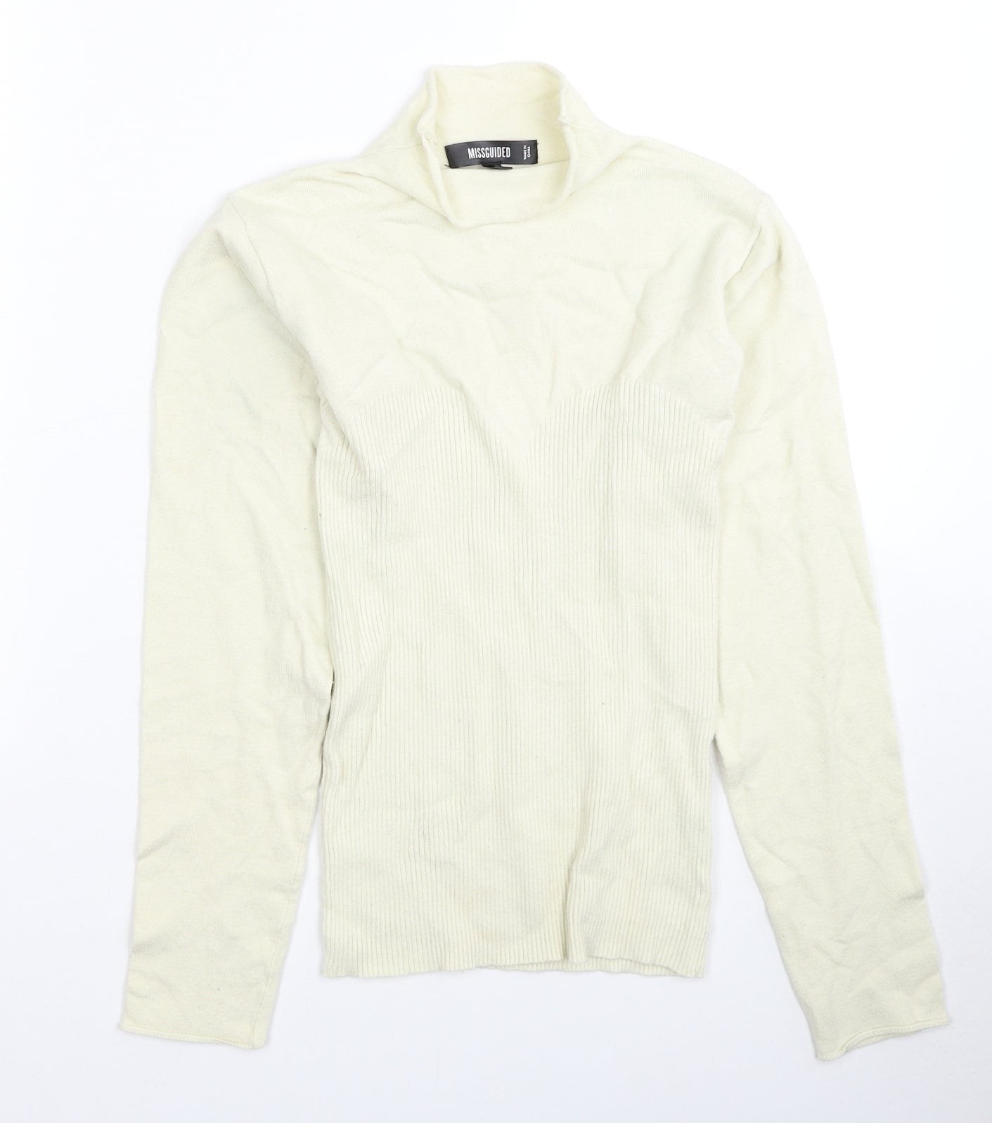 Missguided Womens Ivory High Neck Viscose Pullover Jumper Size 10 - Size 10-12