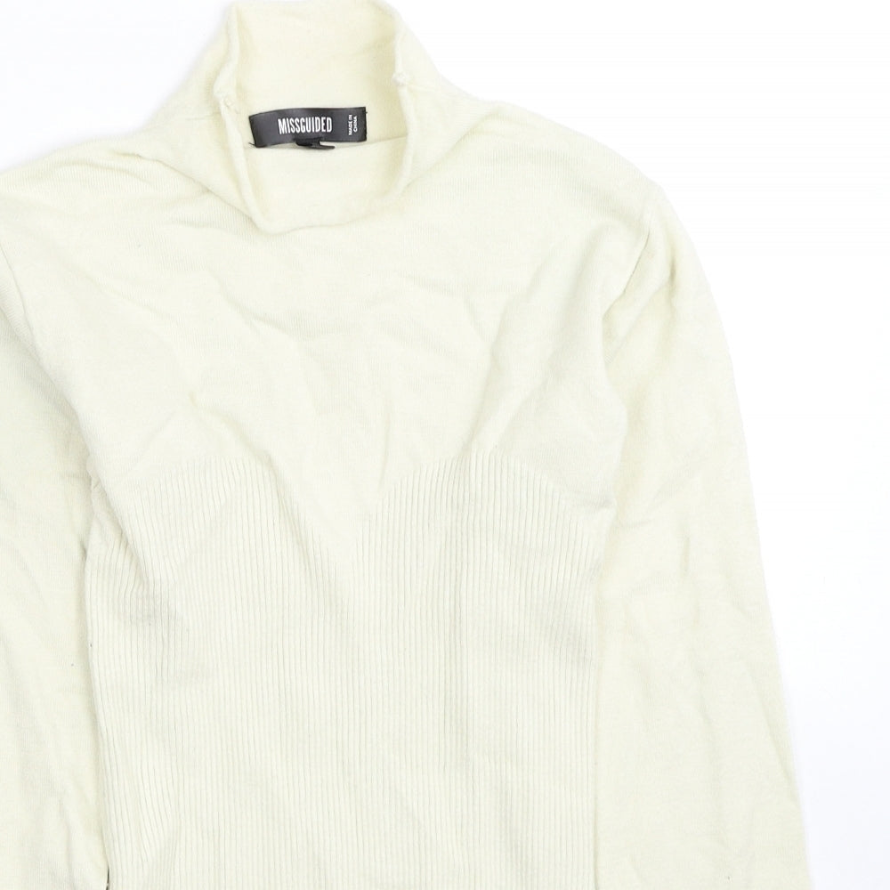 Missguided Womens Ivory High Neck Viscose Pullover Jumper Size 10 - Size 10-12