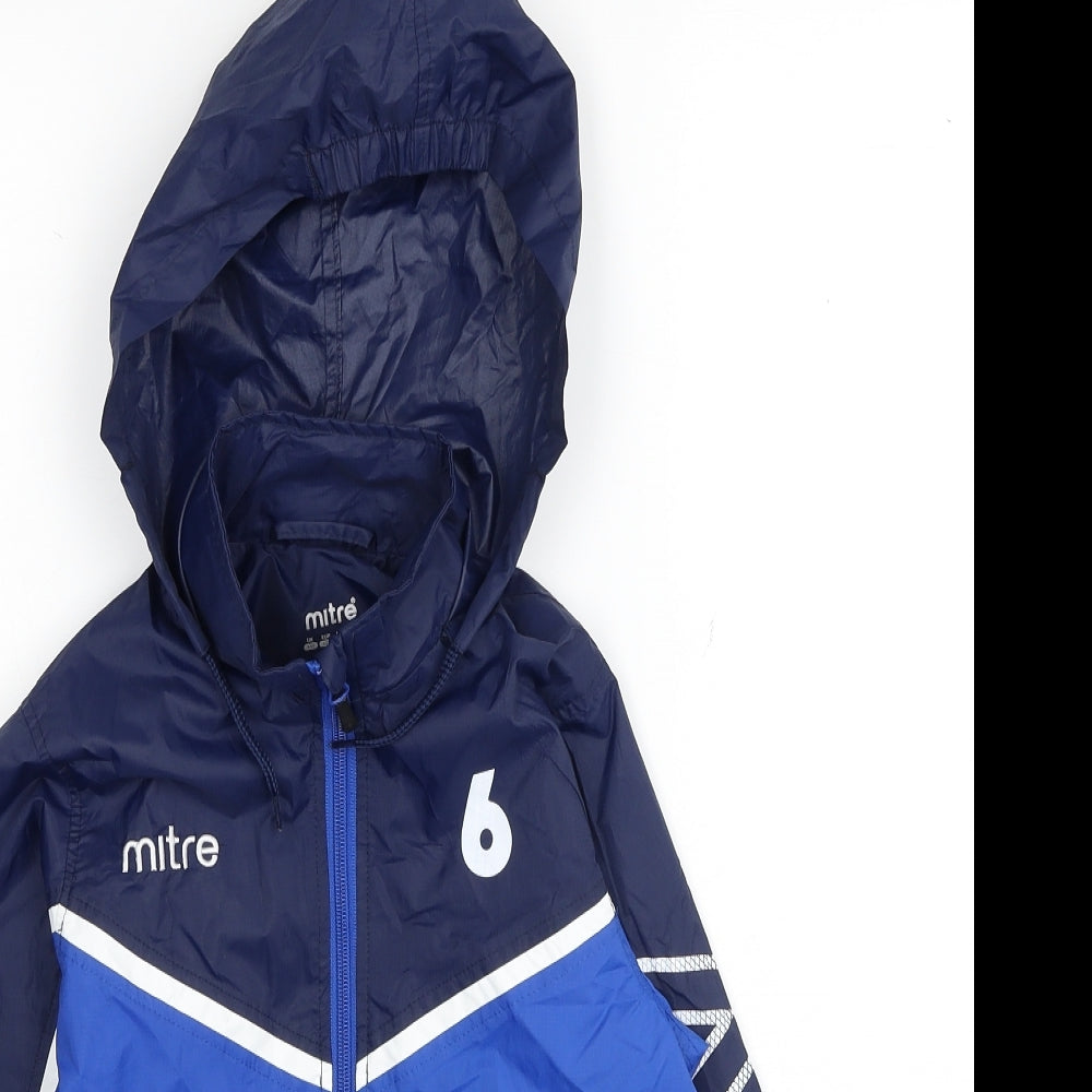 Mitre Boys Blue Colourblock Windbreaker Jacket Size XS Zip