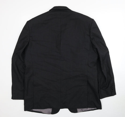 Marks and Spencer Mens Black Striped Wool Jacket Blazer Size 44