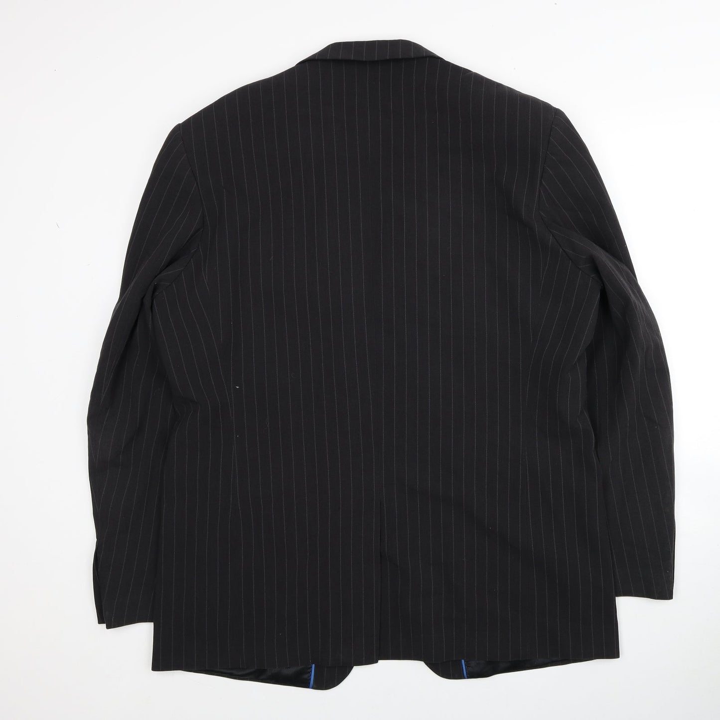 Butler & Webb Mens Black Striped Polyester Jacket Blazer Size 44