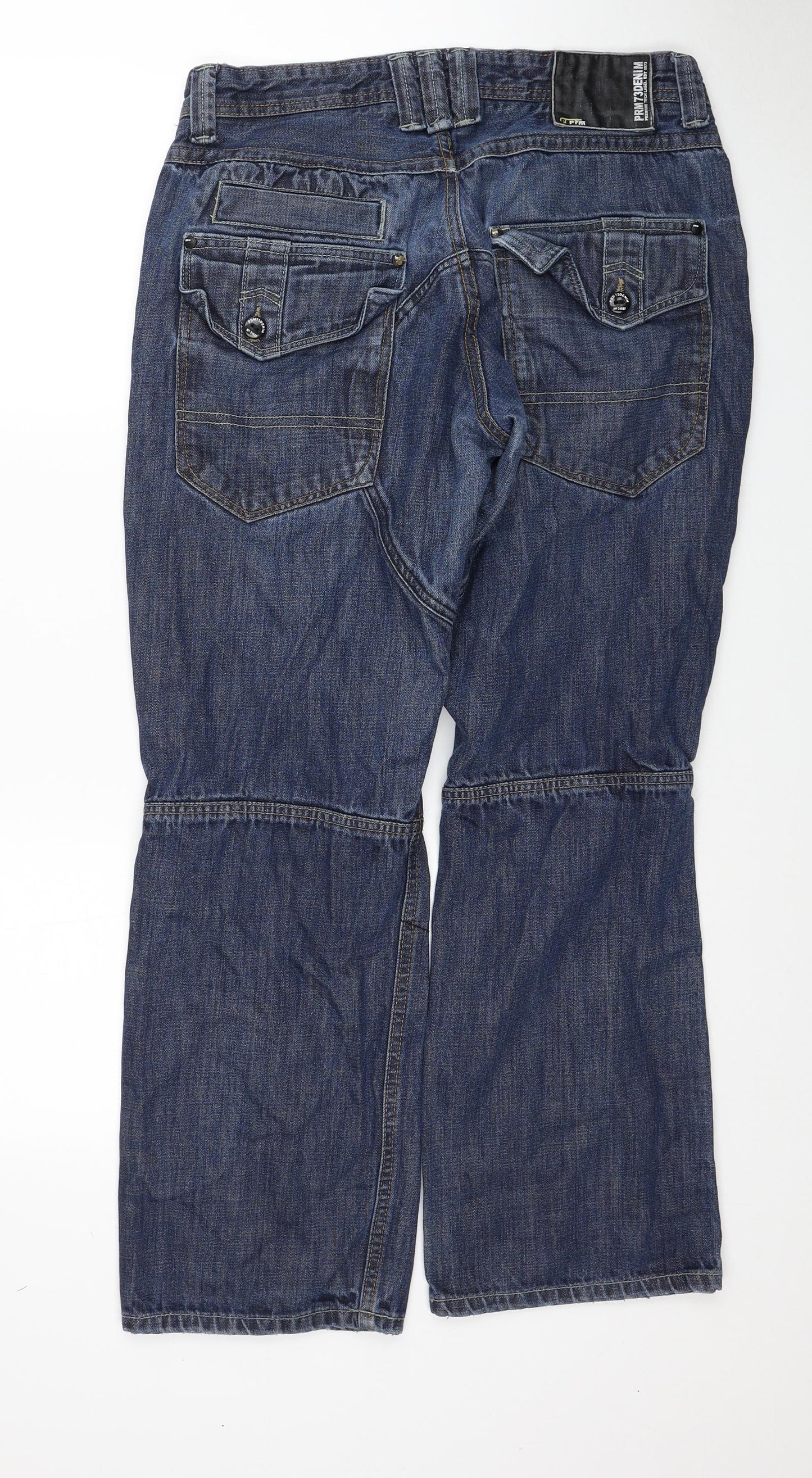 Prm Denim Mens Blue Cotton Straight Jeans Size 36 in Regular Zip