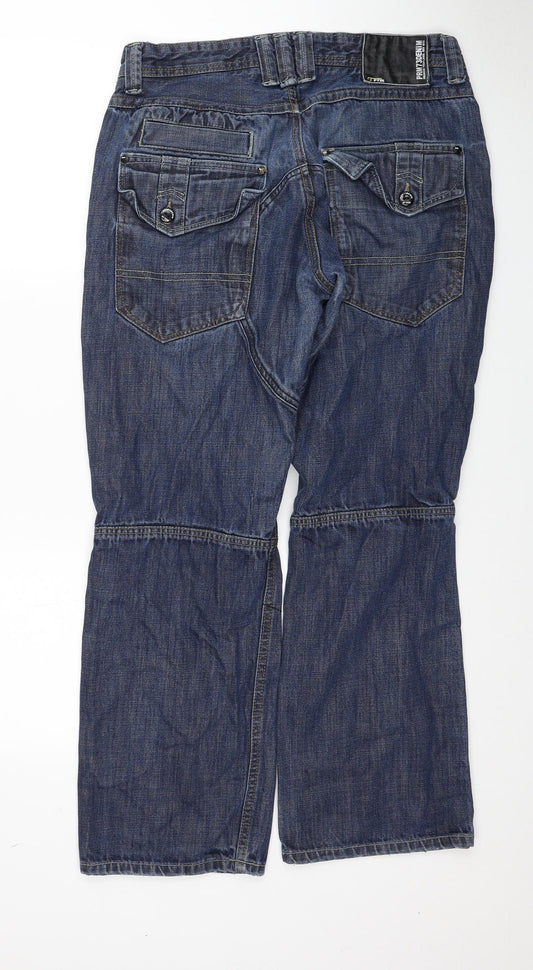 Prm Denim Mens Blue Cotton Straight Jeans Size 36 in Regular Zip