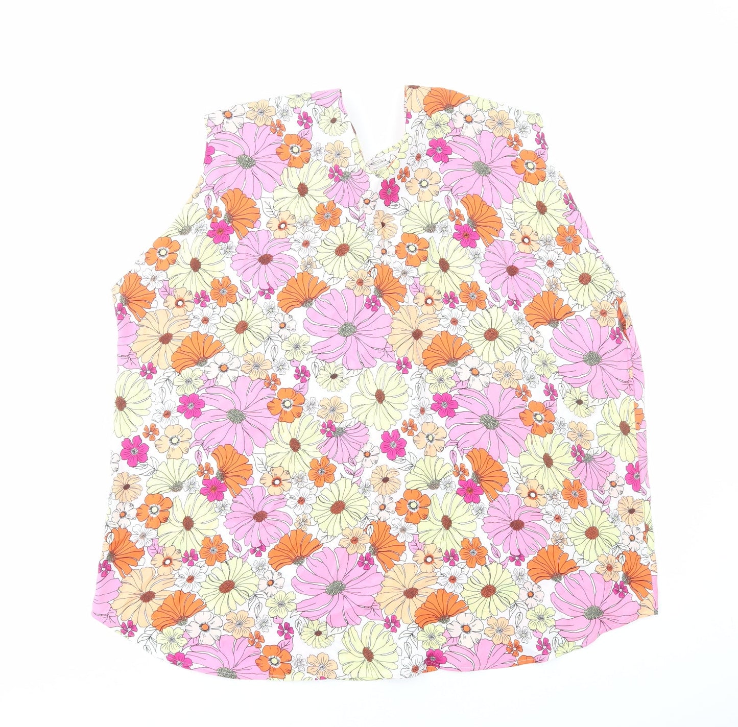 Marks and Spencer Womens Multicoloured Floral Polyester Basic Tank Size 22 V-Neck