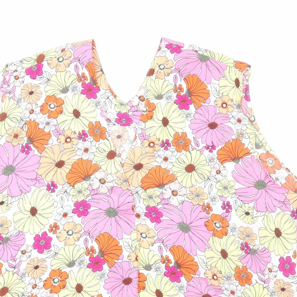 Marks and Spencer Womens Multicoloured Floral Polyester Basic Tank Size 22 V-Neck