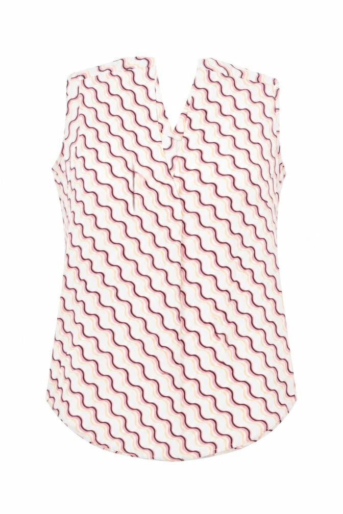 Marks and Spencer Womens Pink Geometric Polyester Basic Blouse Size 6 V-Neck