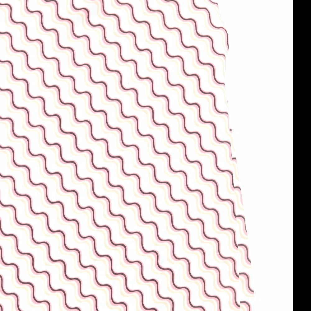 Marks and Spencer Womens Pink Geometric Polyester Basic Blouse Size 6 V-Neck