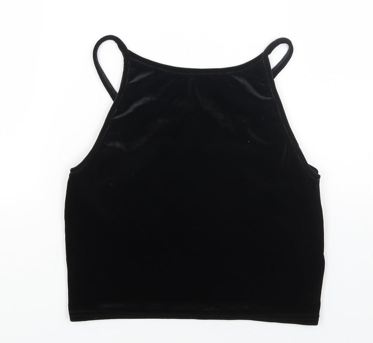 Preworn Womens Black Polyester Cropped Tank Size S Scoop Neck
