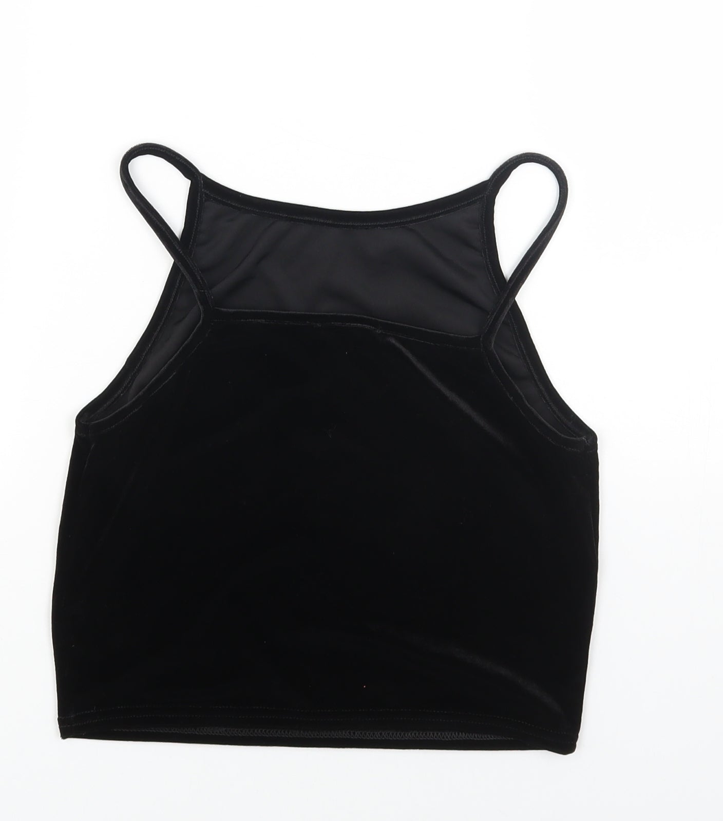 Preworn Womens Black Polyester Cropped Tank Size S Scoop Neck