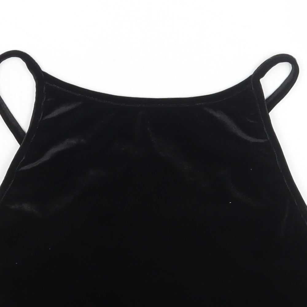 Preworn Womens Black Polyester Cropped Tank Size S Scoop Neck