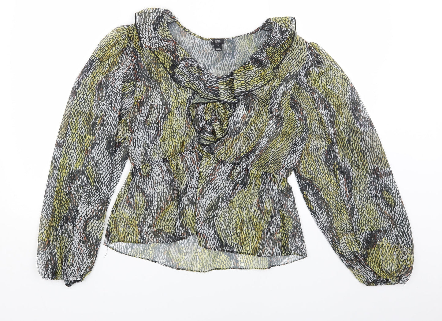 River Island Womens Grey Geometric Polyester Basic Blouse Size 12 V-Neck