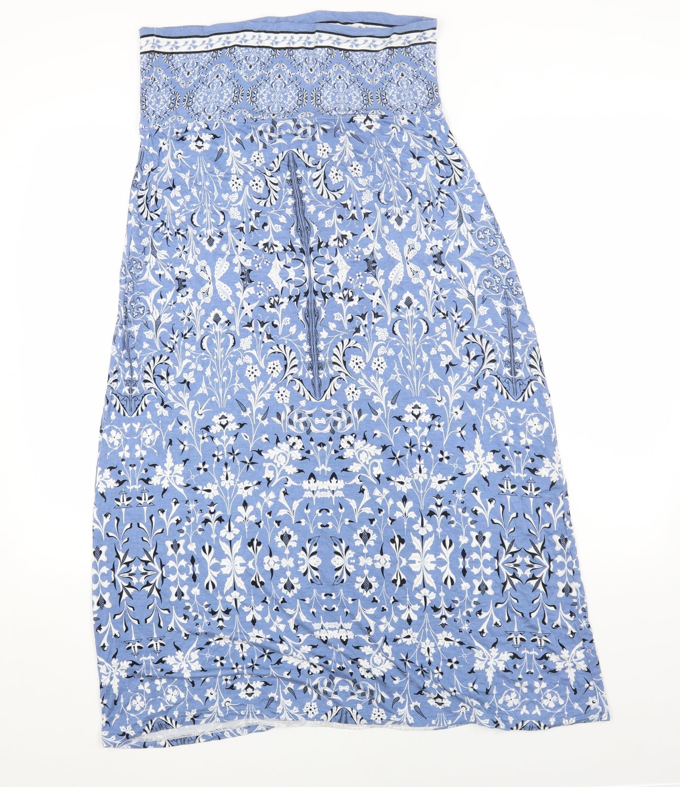Max Studio Womens Blue Geometric Cotton A-Line Size M Square Neck Pullover