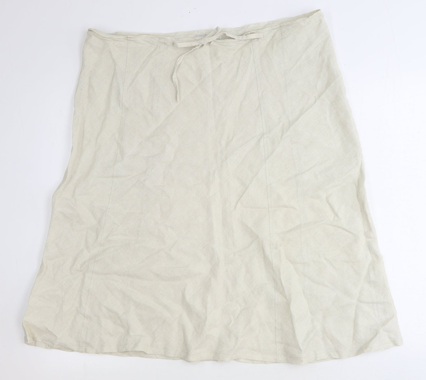 Concetti Womens Beige Linen A-Line Skirt Size 24 Tie