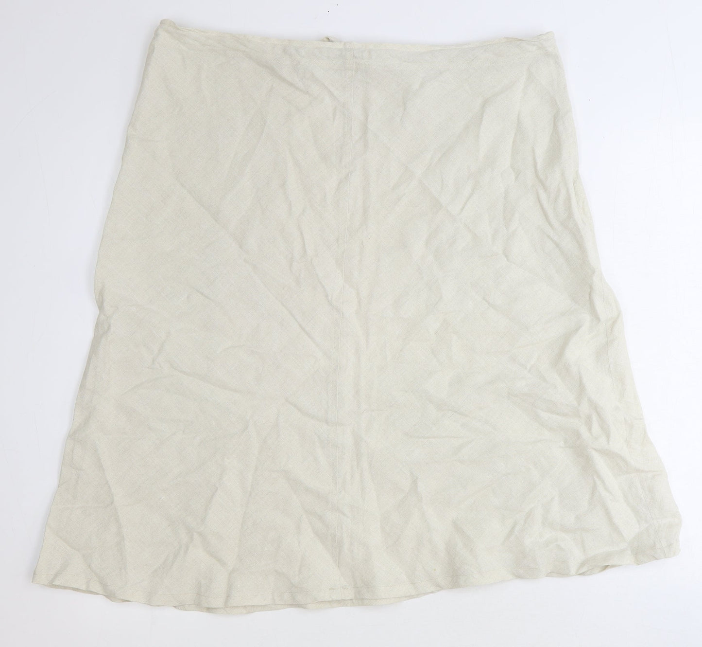 Concetti Womens Beige Linen A-Line Skirt Size 24 Tie