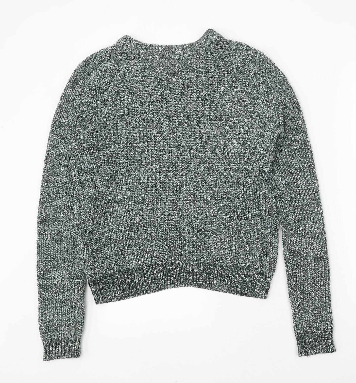 H&M Womens Green Round Neck Acrylic Pullover Jumper Size S