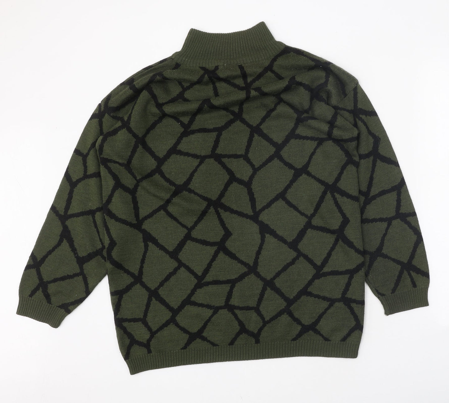 Debenhams Womens Green Mock Neck Geometric Acrylic Pullover Jumper Size S