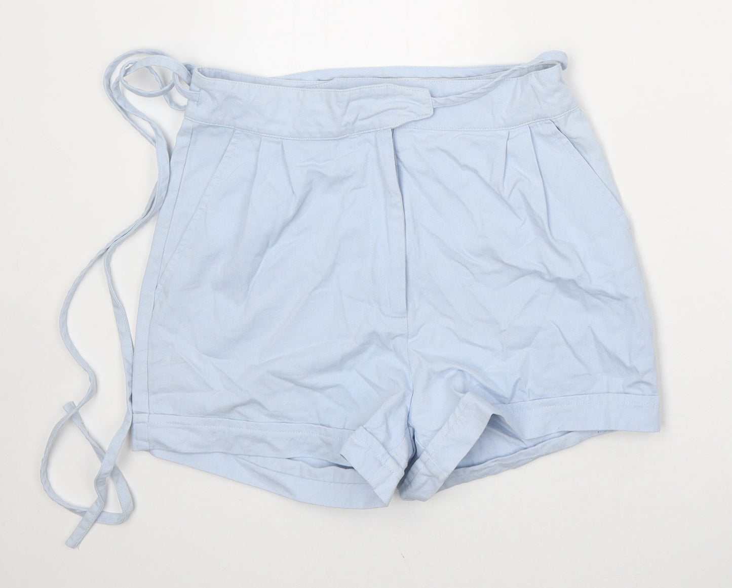Daphnea Womens Blue 100% Cotton Boyfriend Shorts Size M Regular Zip