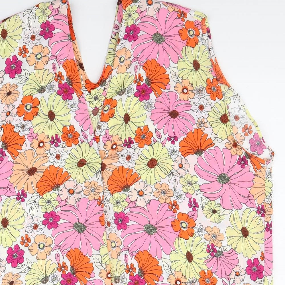 Marks and Spencer Womens Multicoloured Floral Polyester Basic Tank Size 10 V-Neck