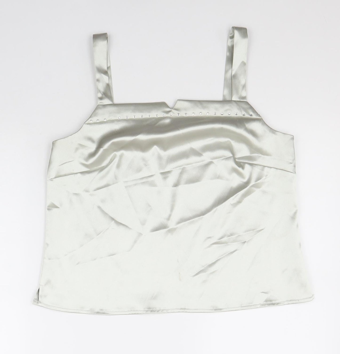 Roman Originals Womens Silver Polyester Basic Tank Size 14 Square Neck