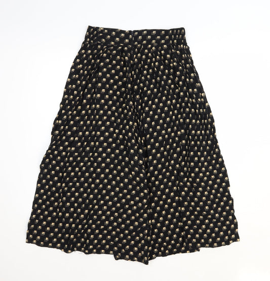 POP Womens Black Geometric Viscose Cropped Trousers Size 28 in Regular Zip