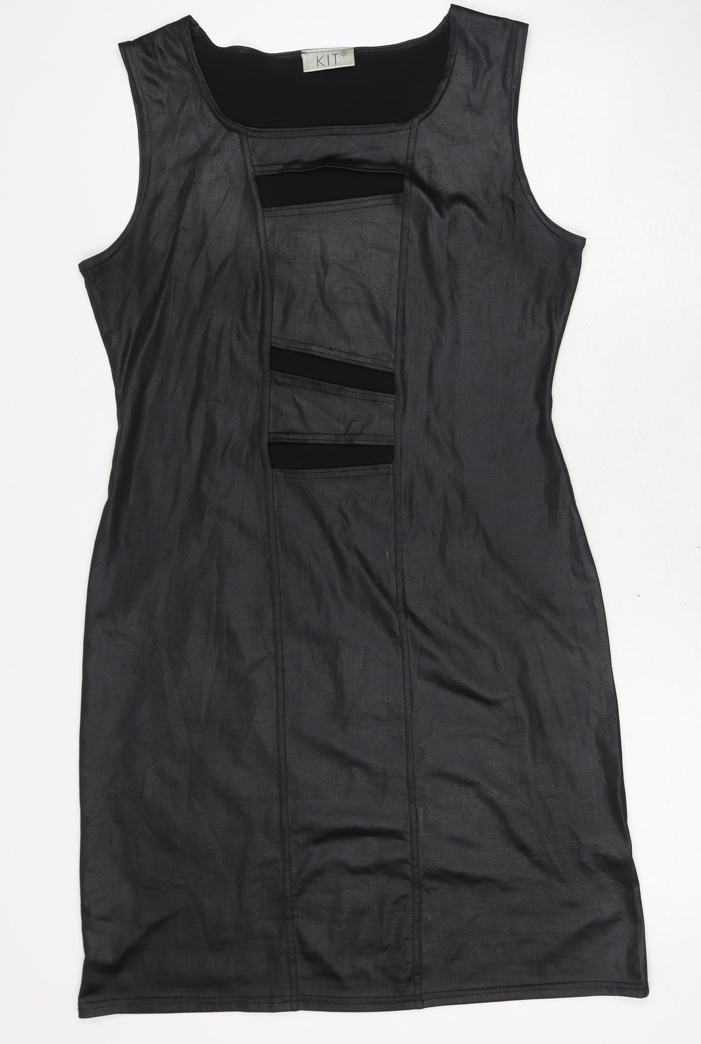 Kit Womens Black Polyester Pencil Dress Size 16 Boat Neck Pullover