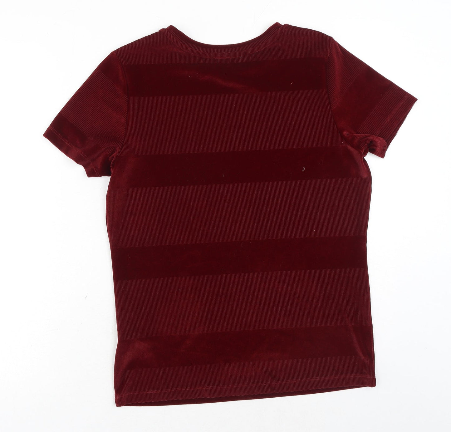 Marks and Spencer Womens Red Polyester Basic T-Shirt Size 12 Round Neck