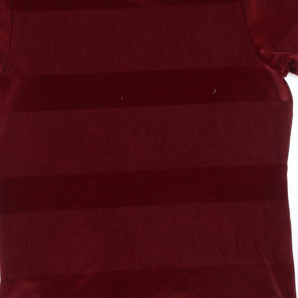 Marks and Spencer Womens Red Polyester Basic T-Shirt Size 12 Round Neck