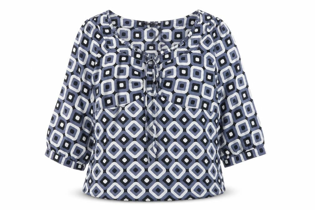 Violet & Claire Womens Blue Geometric Polyester Basic Blouse Size M V-Neck