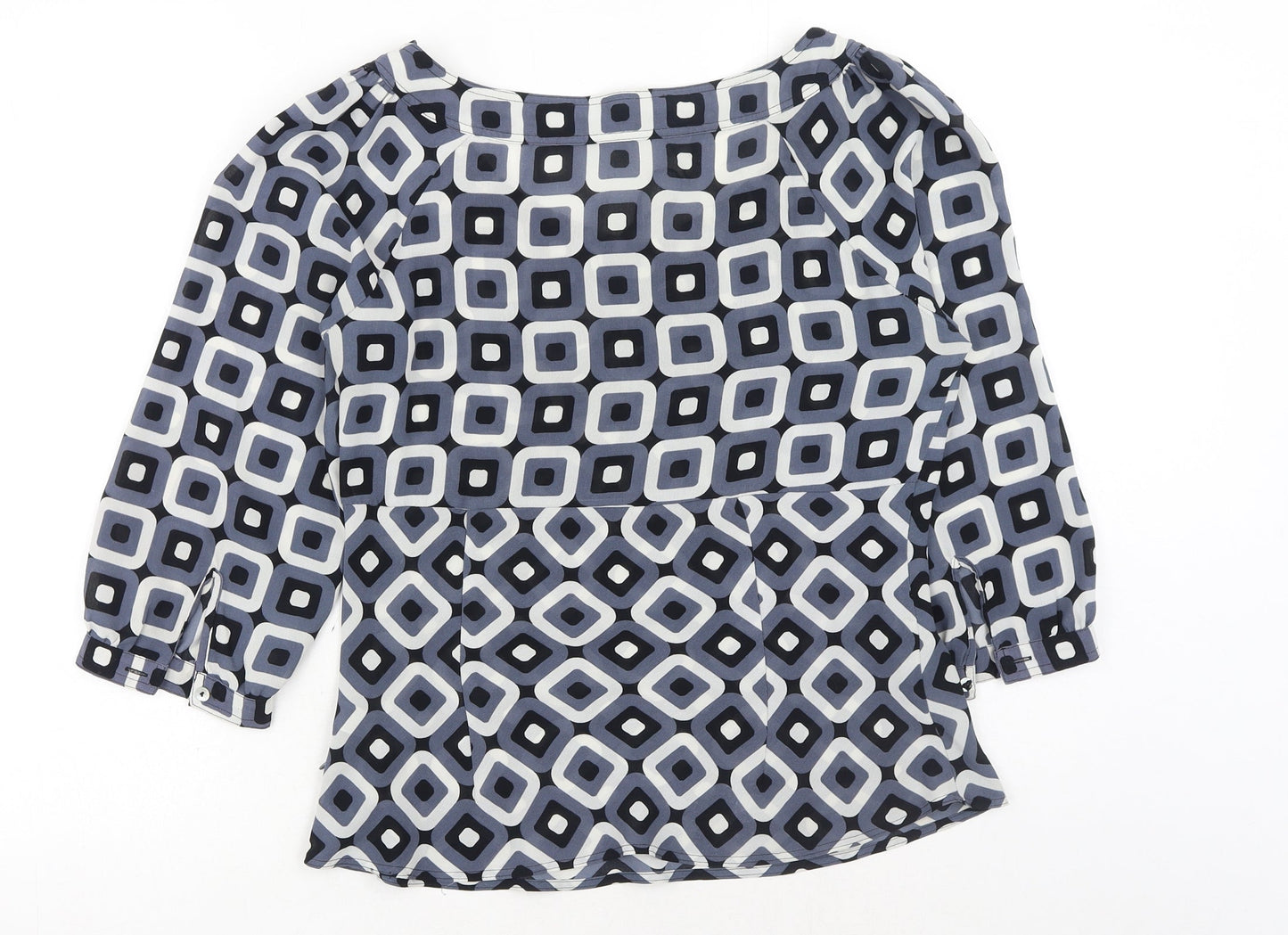 Violet & Claire Womens Blue Geometric Polyester Basic Blouse Size M V-Neck