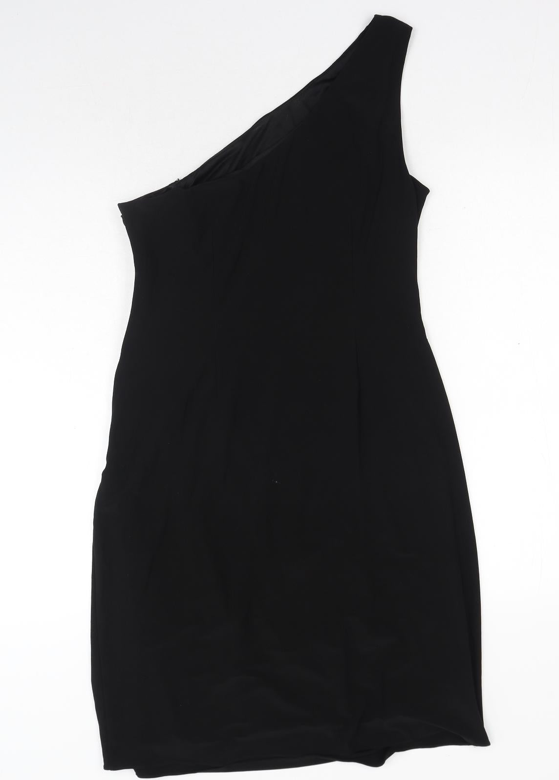 JS Boutique Womens Black Polyester A-Line Size 14 Off the Shoulder Zip