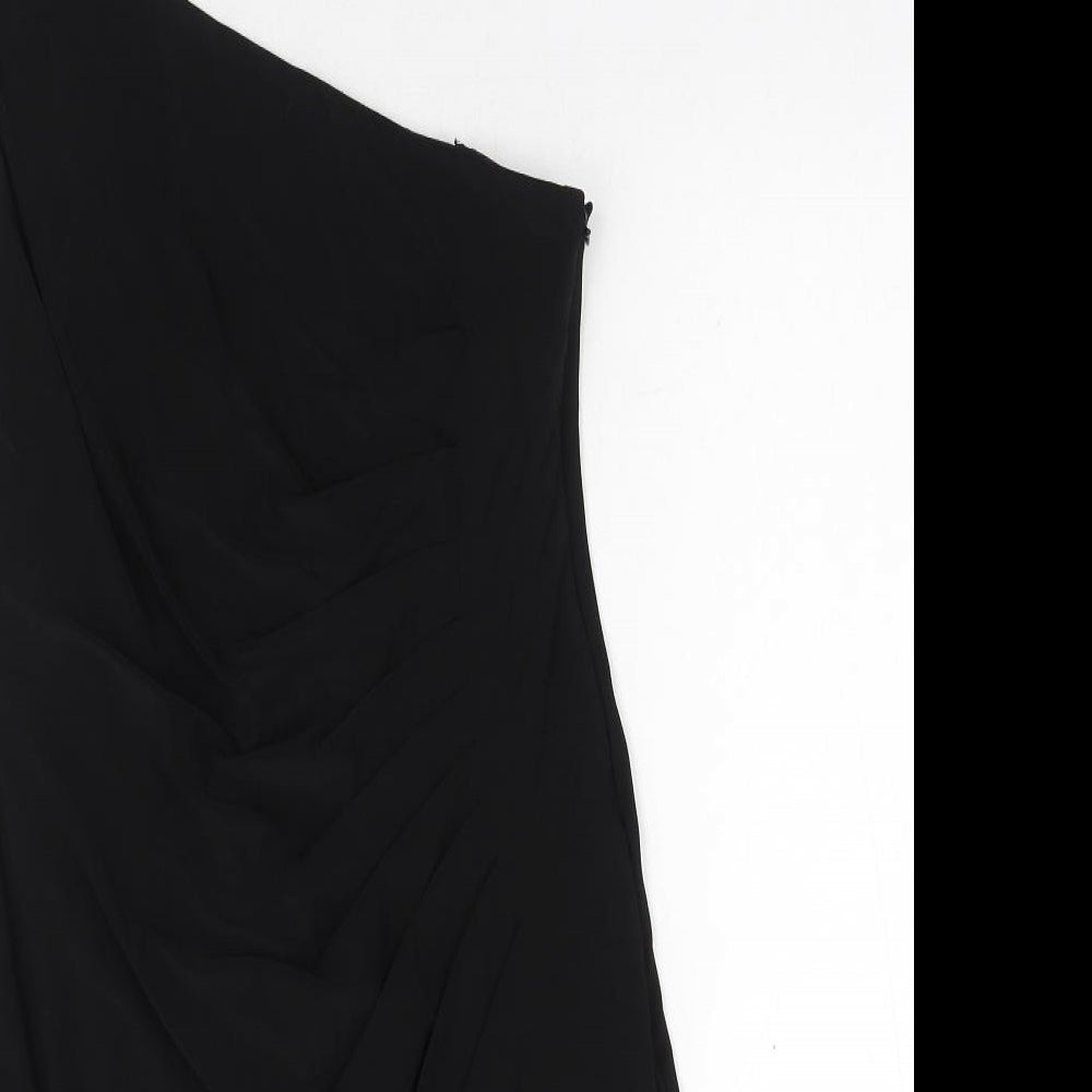 JS Boutique Womens Black Polyester A-Line Size 14 Off the Shoulder Zip