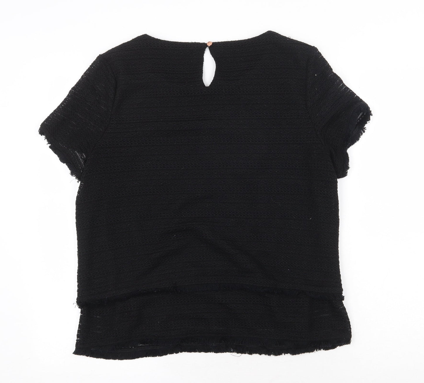 Marks and Spencer Womens Black Polyester Basic T-Shirt Size 12 Round Neck
