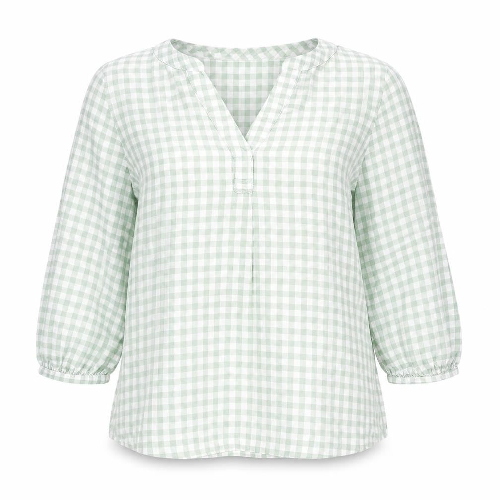 Ede & Ravenscroft Womens Green Geometric Cotton Basic Blouse Size 6 V-Neck