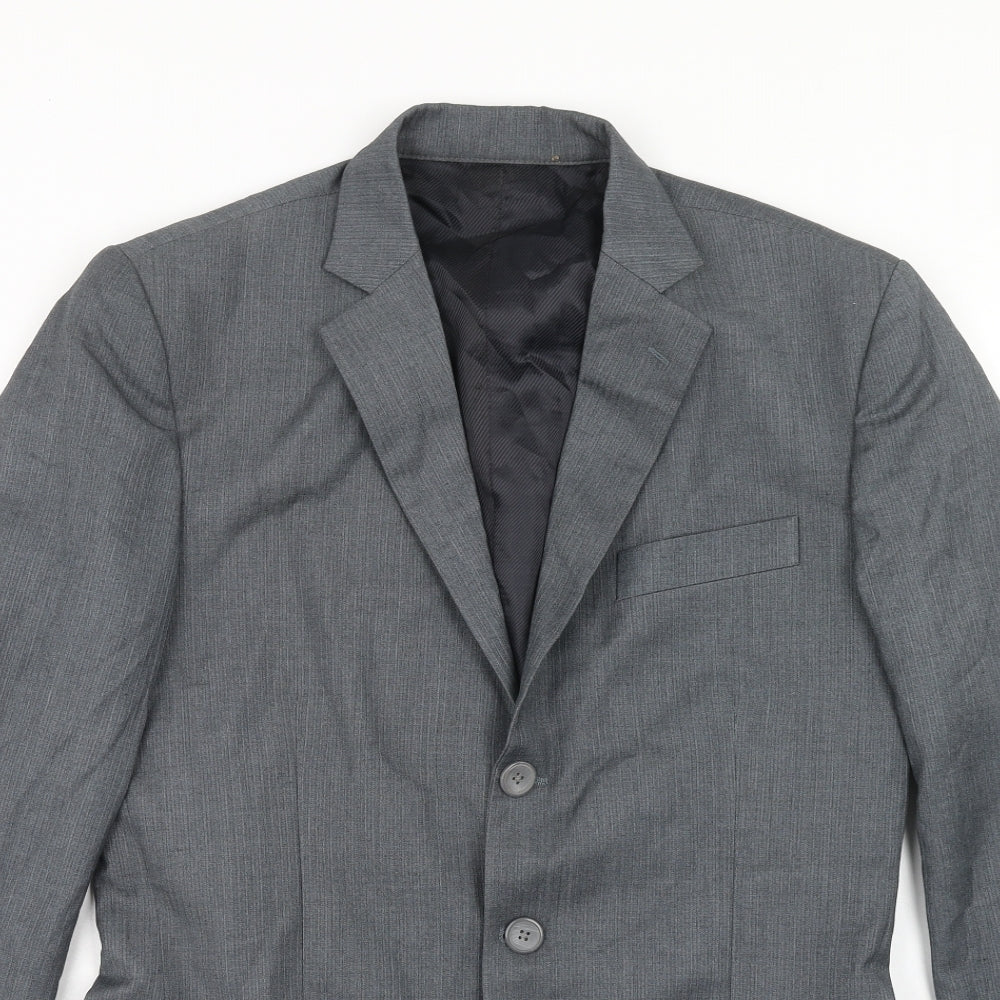 Preworn Mens Grey Polyester Jacket Blazer Size 36